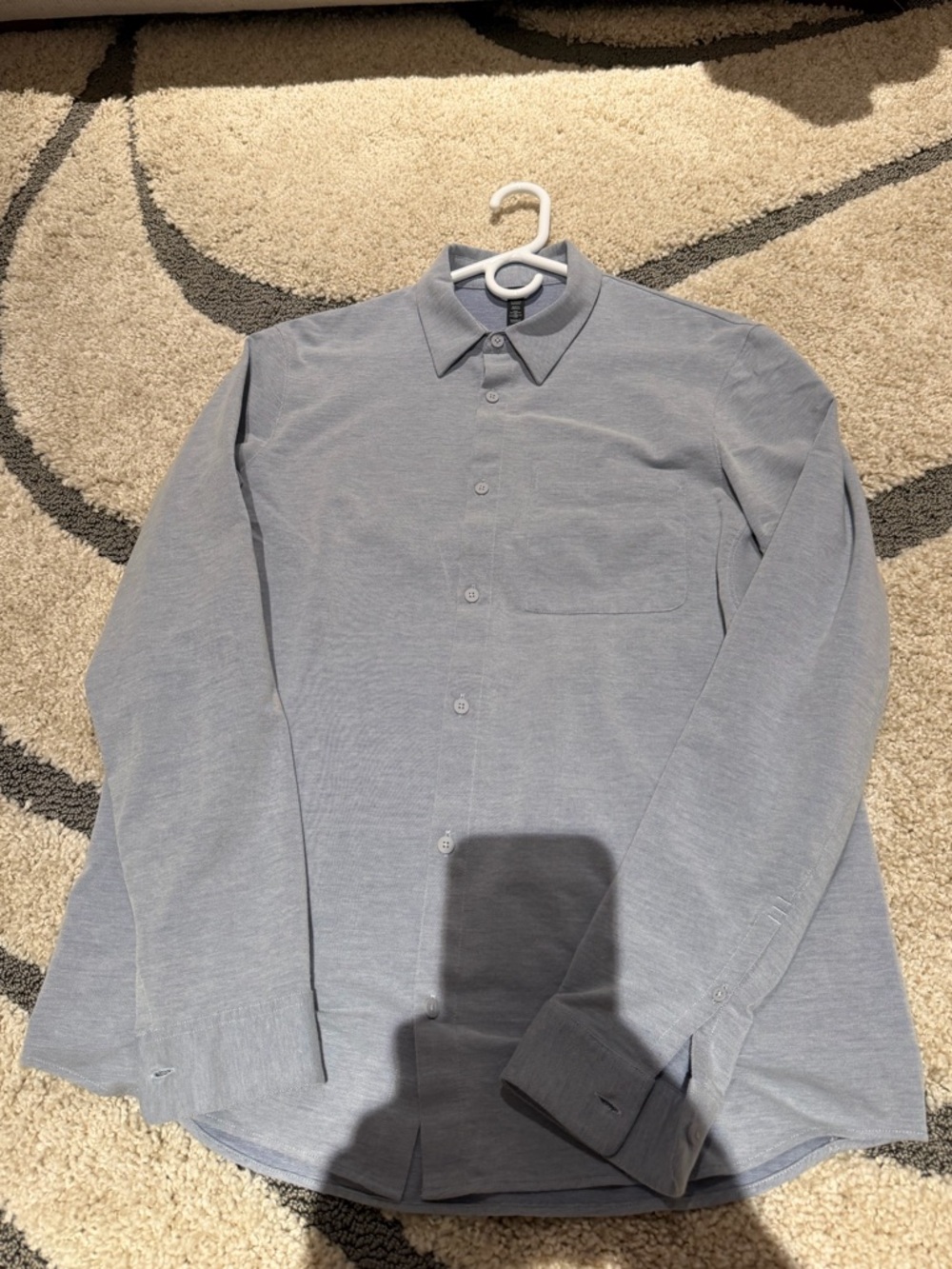 Lululemon Men's Light Blue Long-Sleeve Button Down Shirt